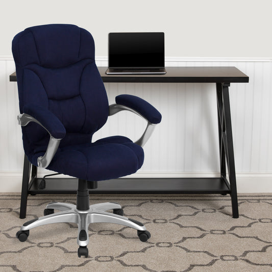 Jessie High Back Navy Blue Microfiber Contemporary Executive Swivel Ergonomic Office Chair with Arms Navy Blue Microfiber GO-725-NVY-GG