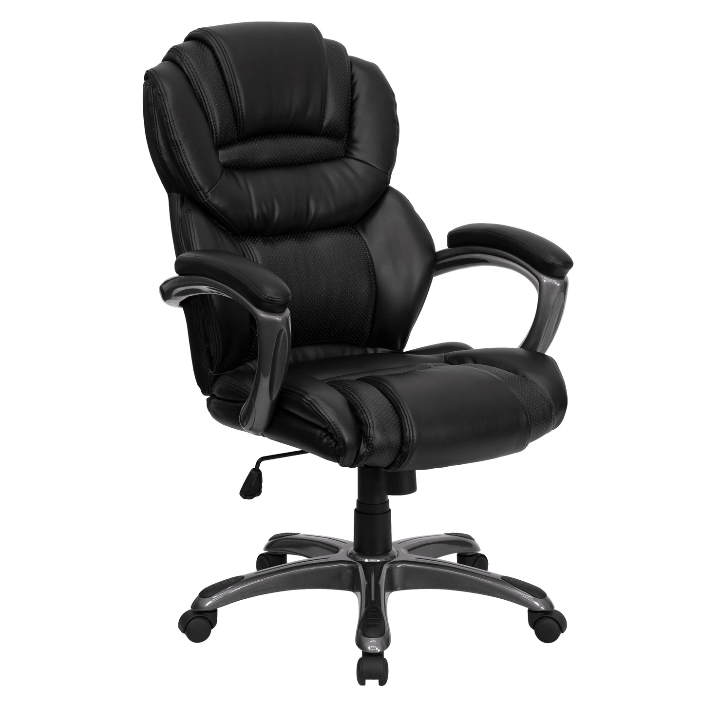 Stella High Back Black LeatherSoft Executive Swivel Ergonomic Office Chair with Arms Black