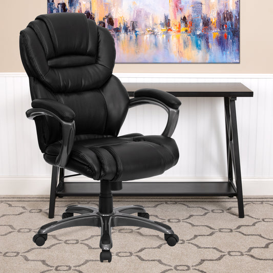 Stella High Back Black LeatherSoft Executive Swivel Ergonomic Office Chair with Arms Black GO-901-BK-GG