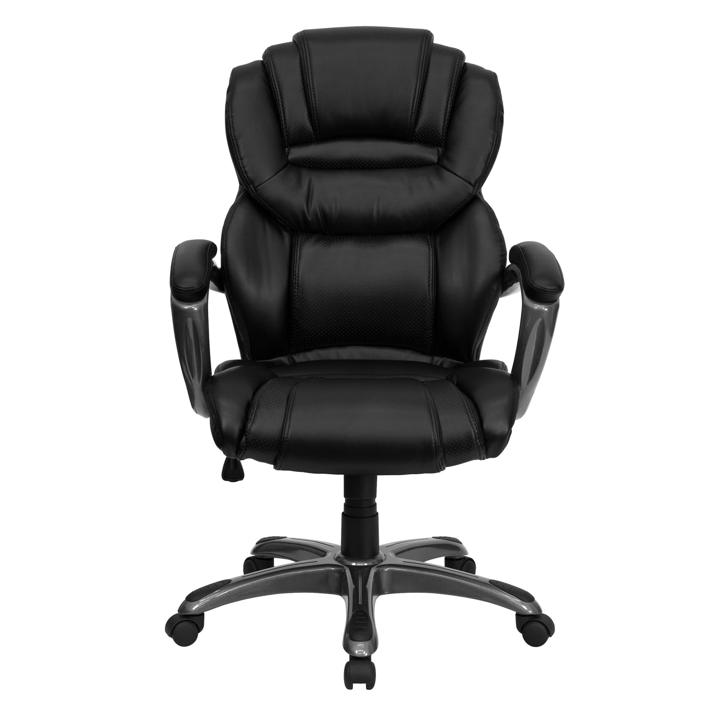 Stella High Back Black LeatherSoft Executive Swivel Ergonomic Office Chair with Arms Black