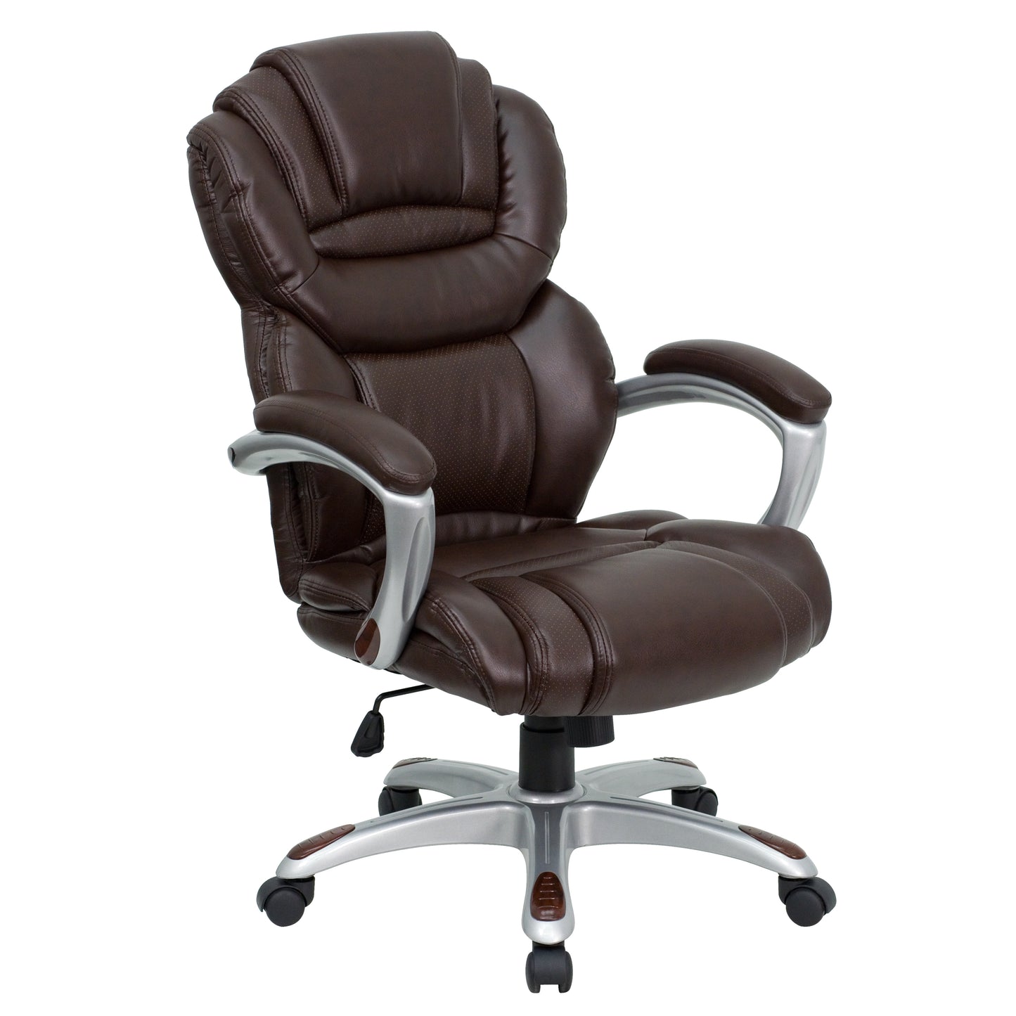 Stella High Back Brown LeatherSoft Executive Swivel Ergonomic Office Chair with Arms Brown