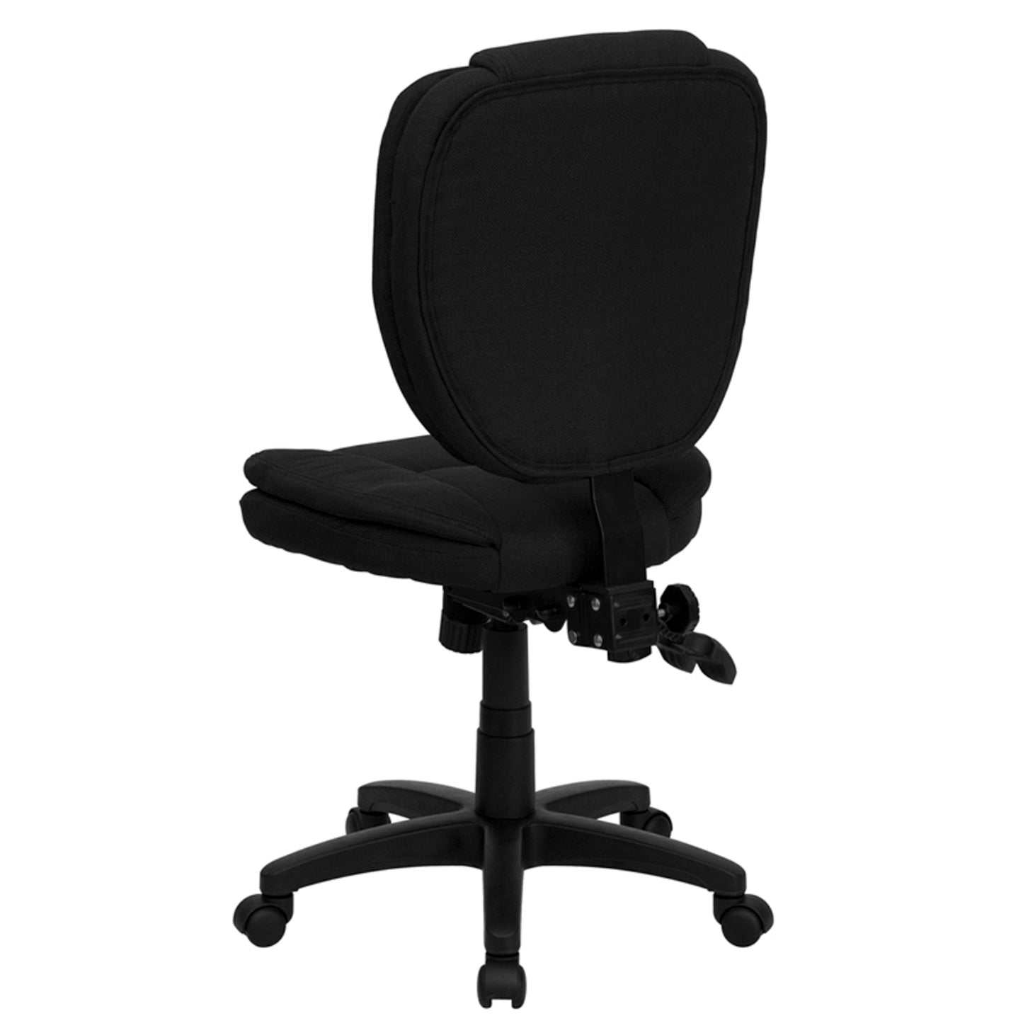 Caroline Mid-Back Black Fabric Multifunction Swivel Ergonomic Task Office Chair with Pillow Top Cushioning Black Fabric