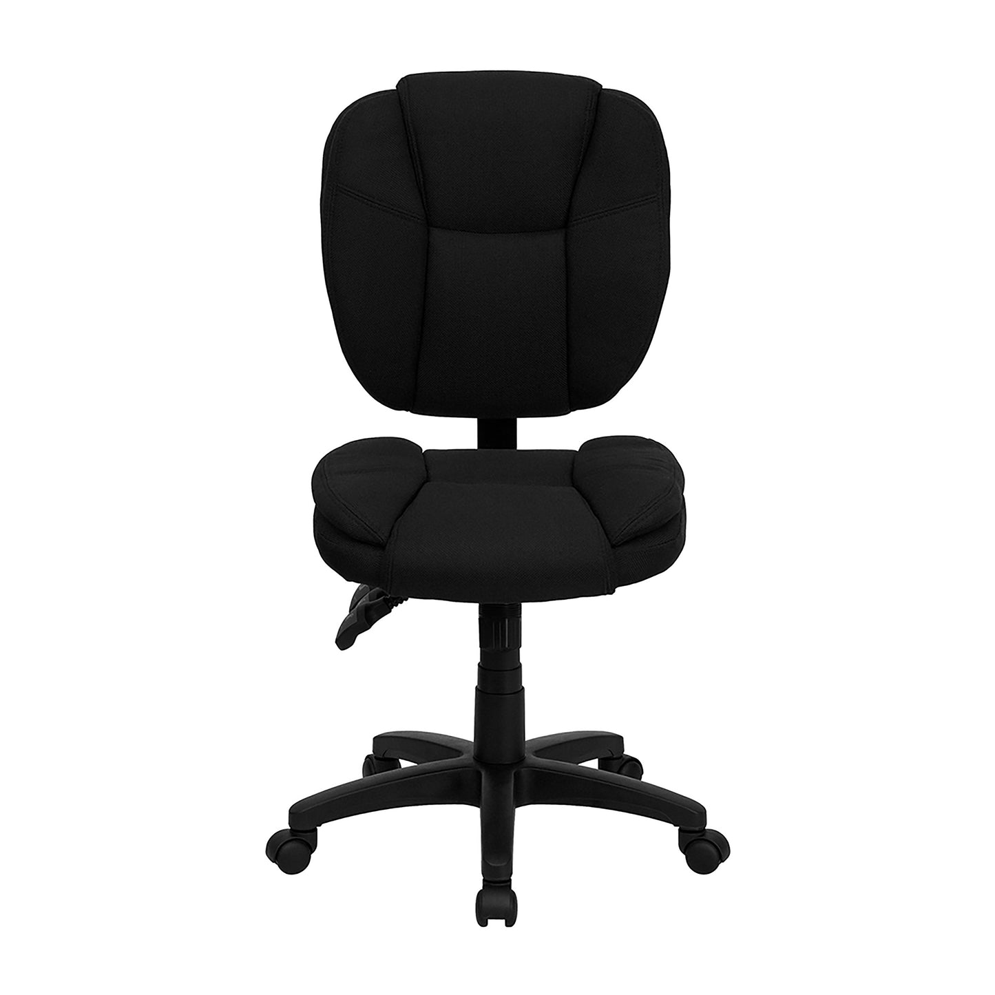 Caroline Mid-Back Black Fabric Multifunction Swivel Ergonomic Task Office Chair with Pillow Top Cushioning Black Fabric