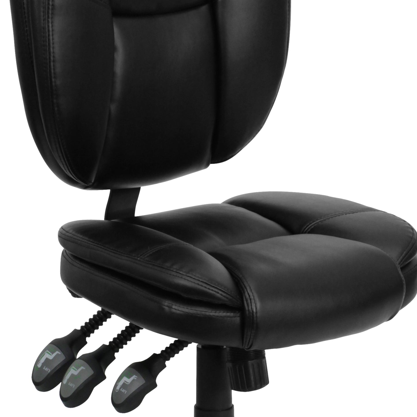 Caroline Mid-Back Black LeatherSoft Multifunction Swivel Ergonomic Task Office Chair with Pillow Top Cushioning Black LeatherSoft