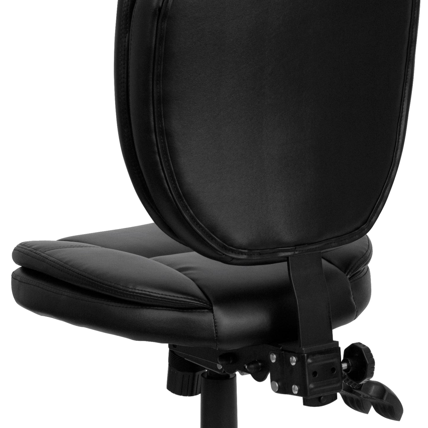 Caroline Mid-Back Black LeatherSoft Multifunction Swivel Ergonomic Task Office Chair with Pillow Top Cushioning Black LeatherSoft