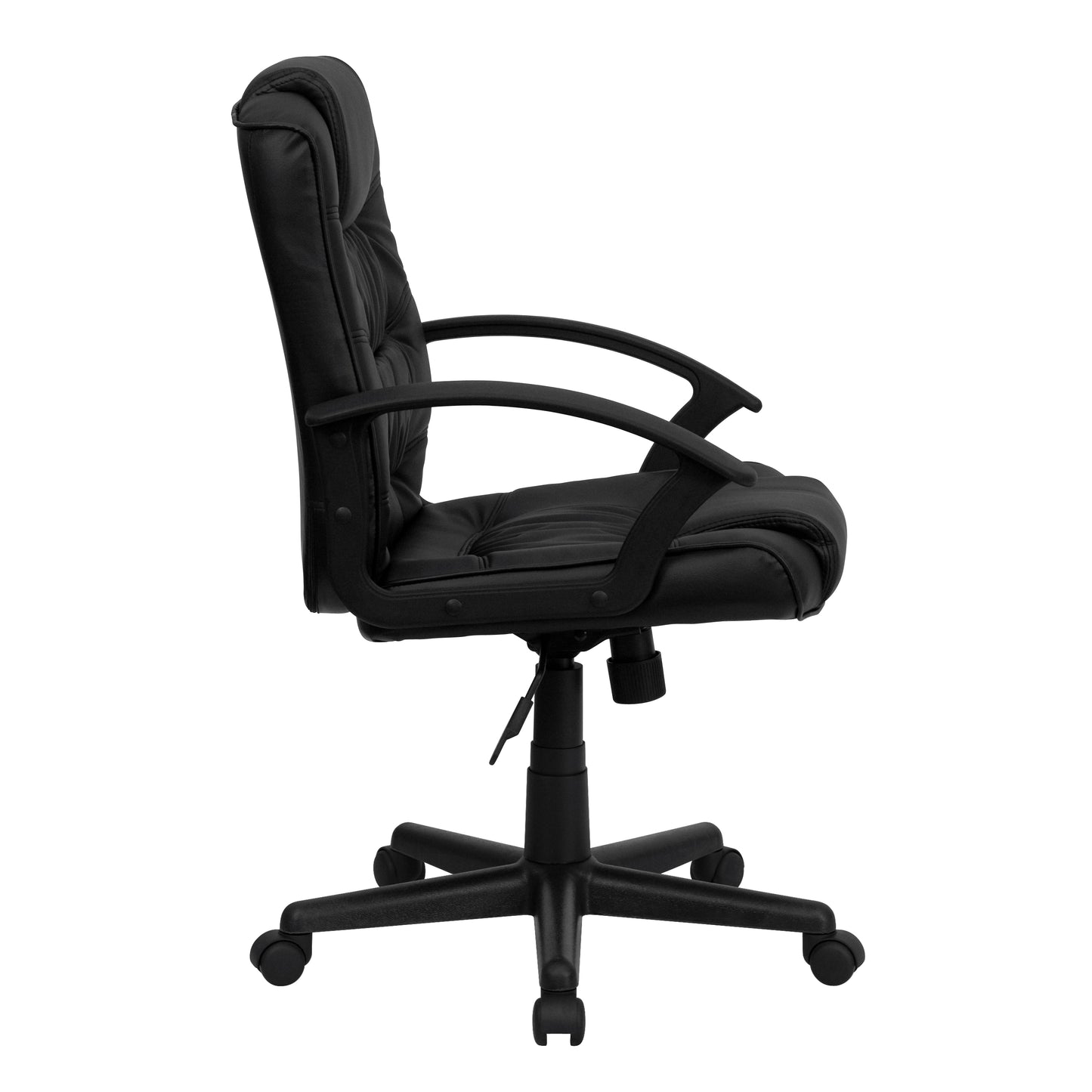 Lindon Mid-Back Black LeatherSoft Swivel Task Office Chair with Arms Black