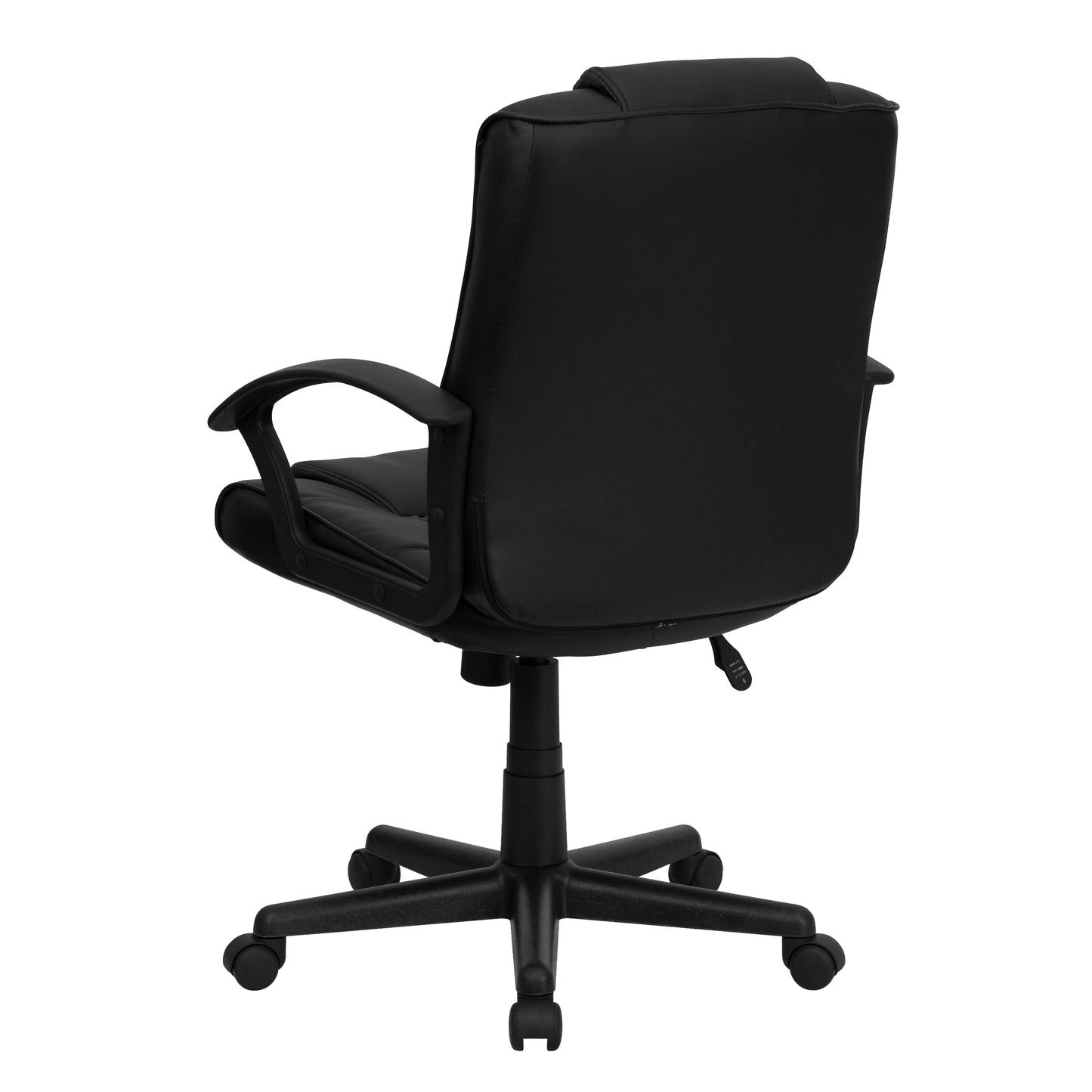 Lindon Mid-Back Black LeatherSoft Swivel Task Office Chair with Arms Black