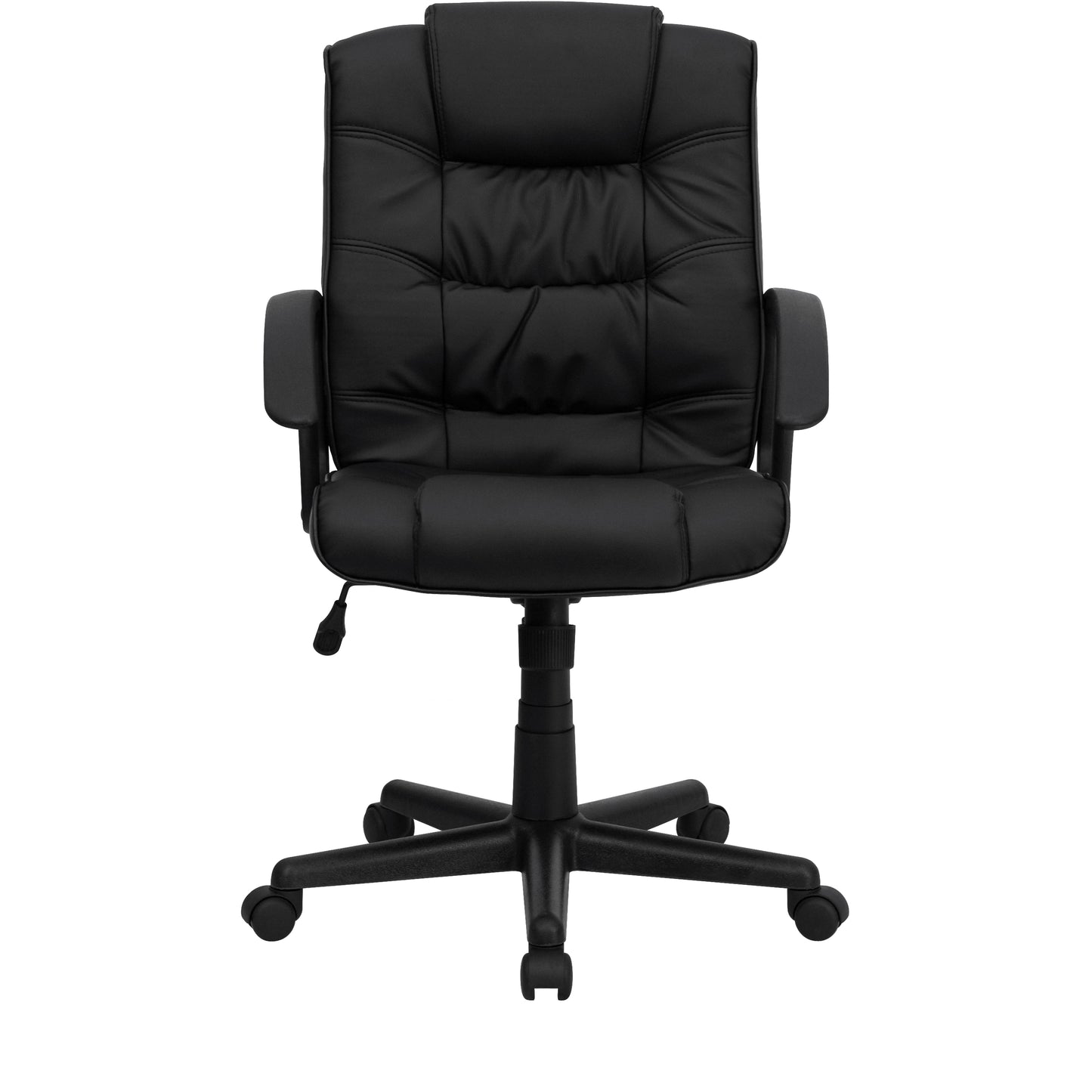Lindon Mid-Back Black LeatherSoft Swivel Task Office Chair with Arms Black