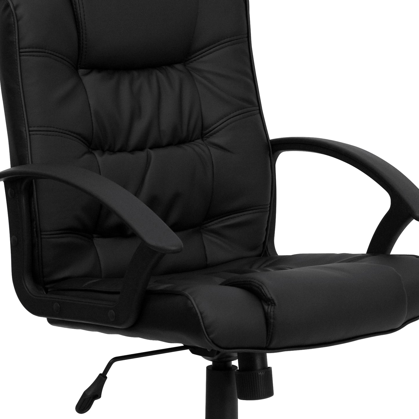 Lindon Mid-Back Black LeatherSoft Swivel Task Office Chair with Arms Black