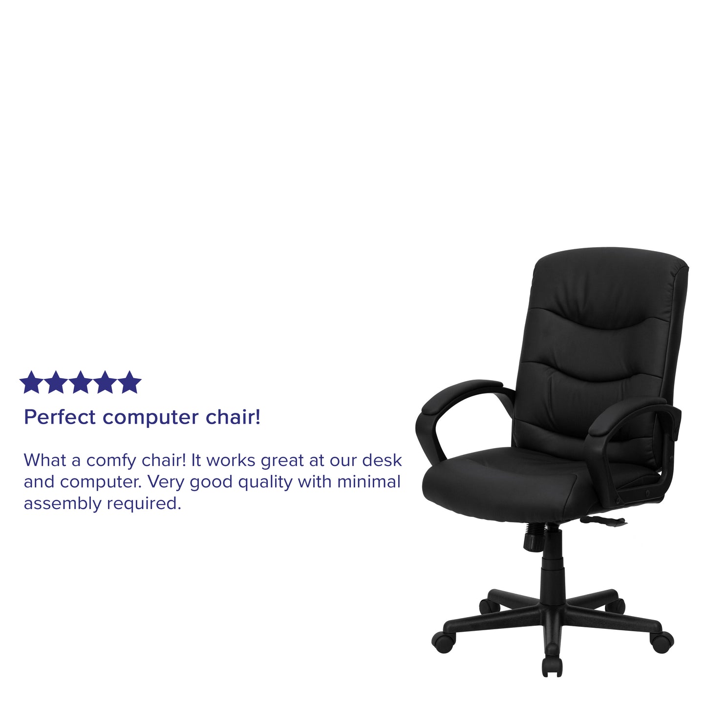 Chelsea Mid-Back Black LeatherSoft Executive Swivel Office Chair with Three Line Horizontal Stitch Back and Arms Black
