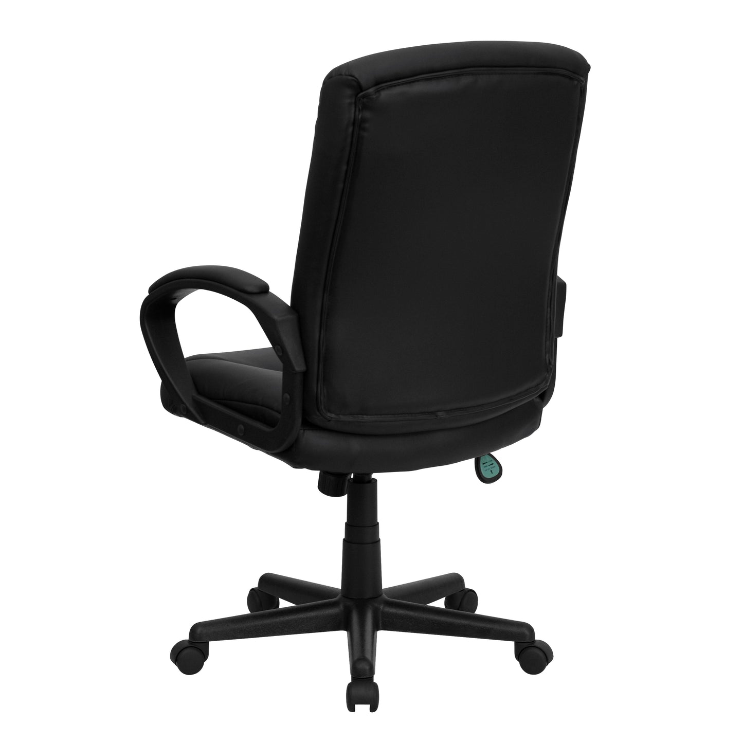 Chelsea Mid-Back Black LeatherSoft Executive Swivel Office Chair with Three Line Horizontal Stitch Back and Arms Black