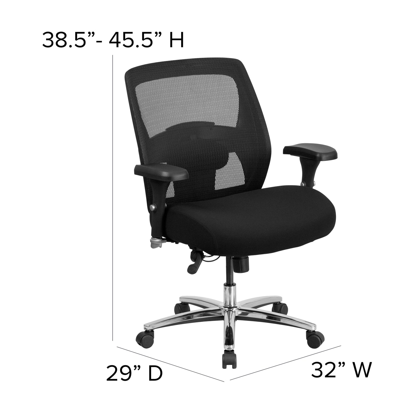 HERCULES Series 24/7 Intensive Use Big & Tall 500 lb. Rated Black Mesh Executive Ergonomic Office Chair with Ratchet Back Black