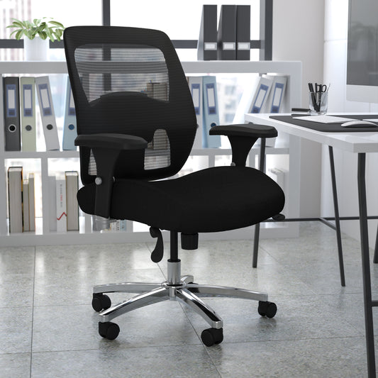 HERCULES Series 24/7 Intensive Use Big & Tall 500 lb. Rated Black Mesh Executive Ergonomic Office Chair with Ratchet Back Black GO-99-3-GG