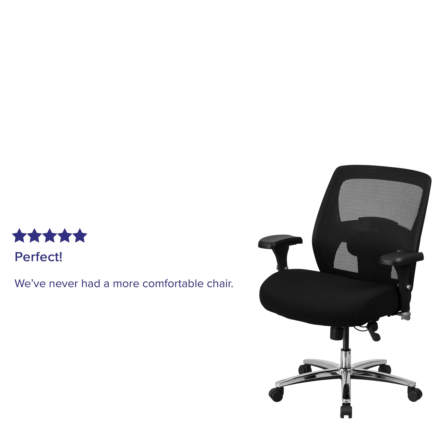 HERCULES Series 24/7 Intensive Use Big & Tall 500 lb. Rated Black Mesh Executive Ergonomic Office Chair with Ratchet Back Black