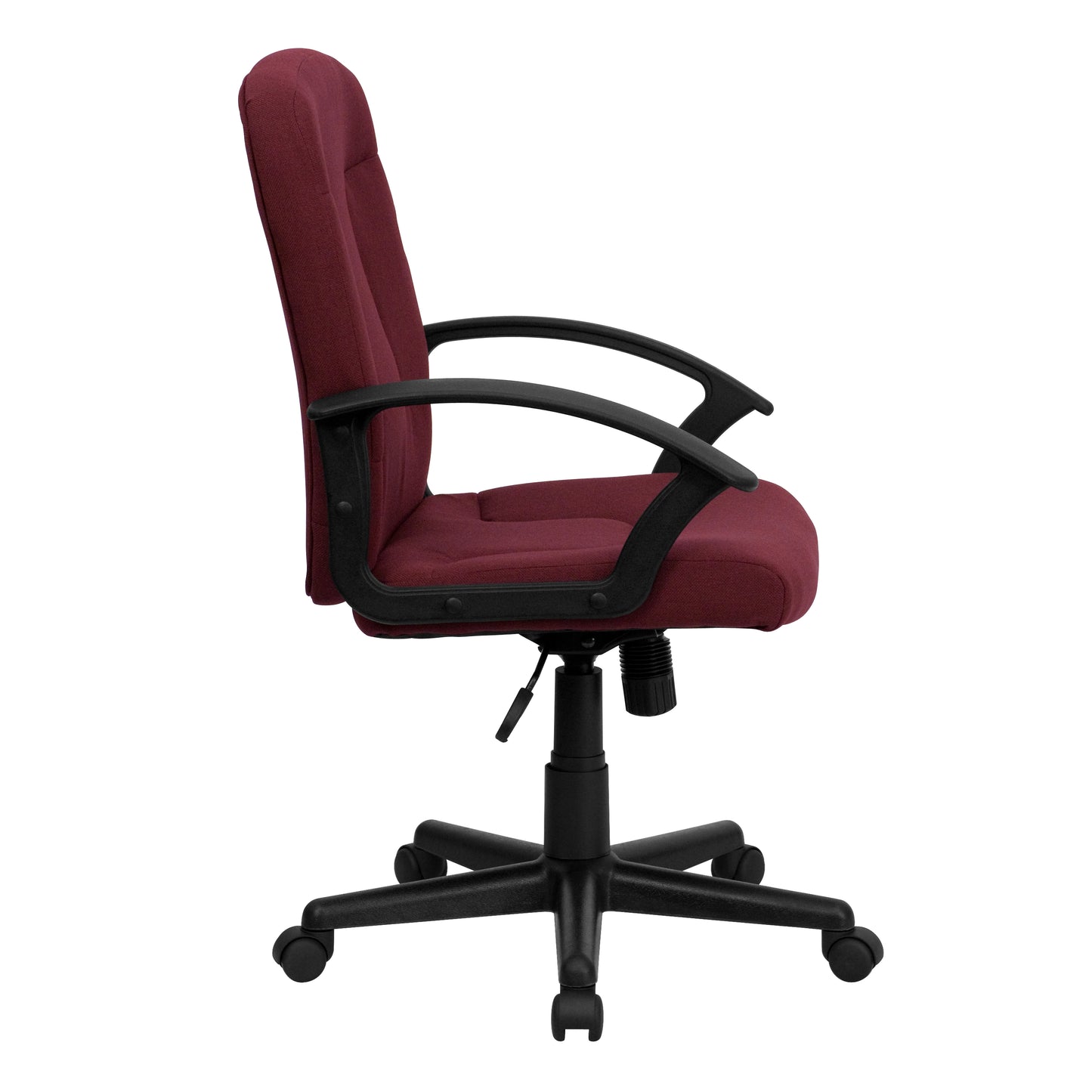 Garver Mid-Back Burgundy Fabric Executive Swivel Office Chair with Nylon Arms Burgundy
