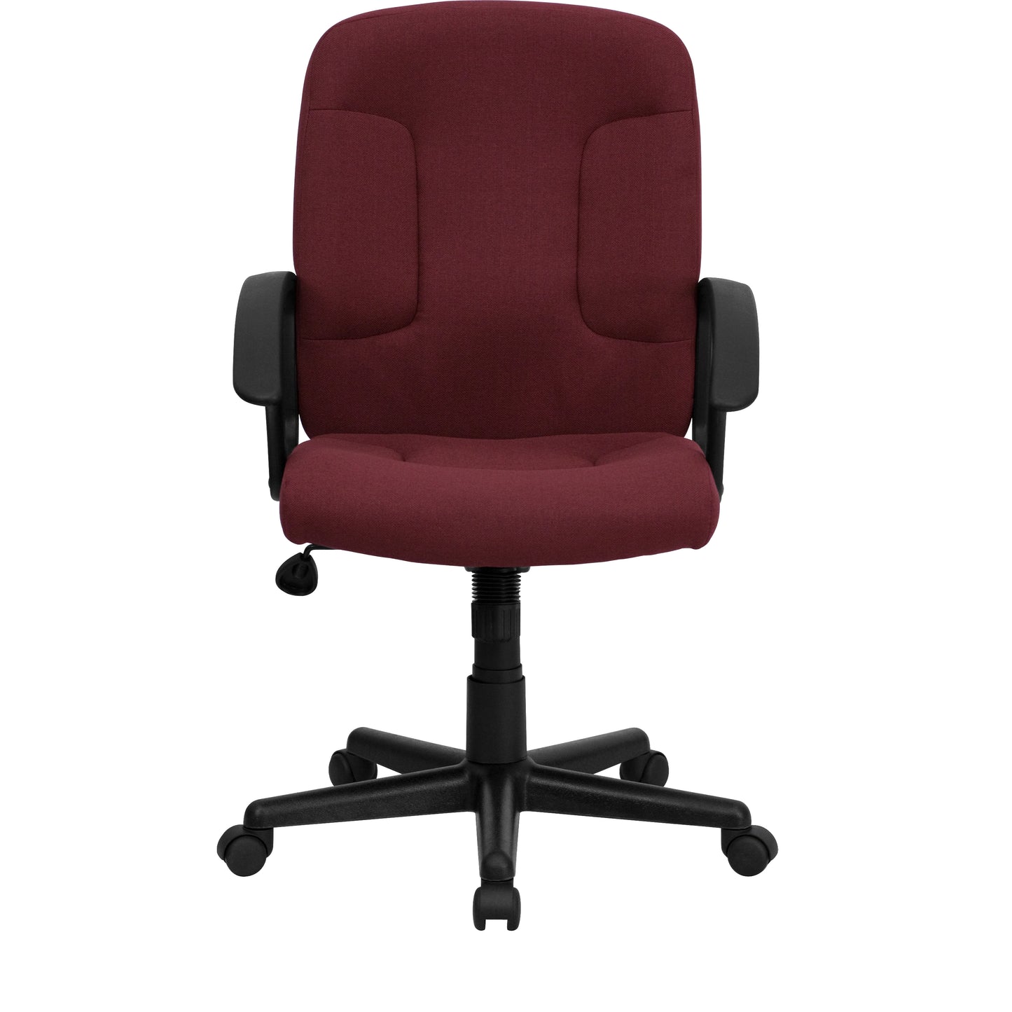 Garver Mid-Back Burgundy Fabric Executive Swivel Office Chair with Nylon Arms Burgundy