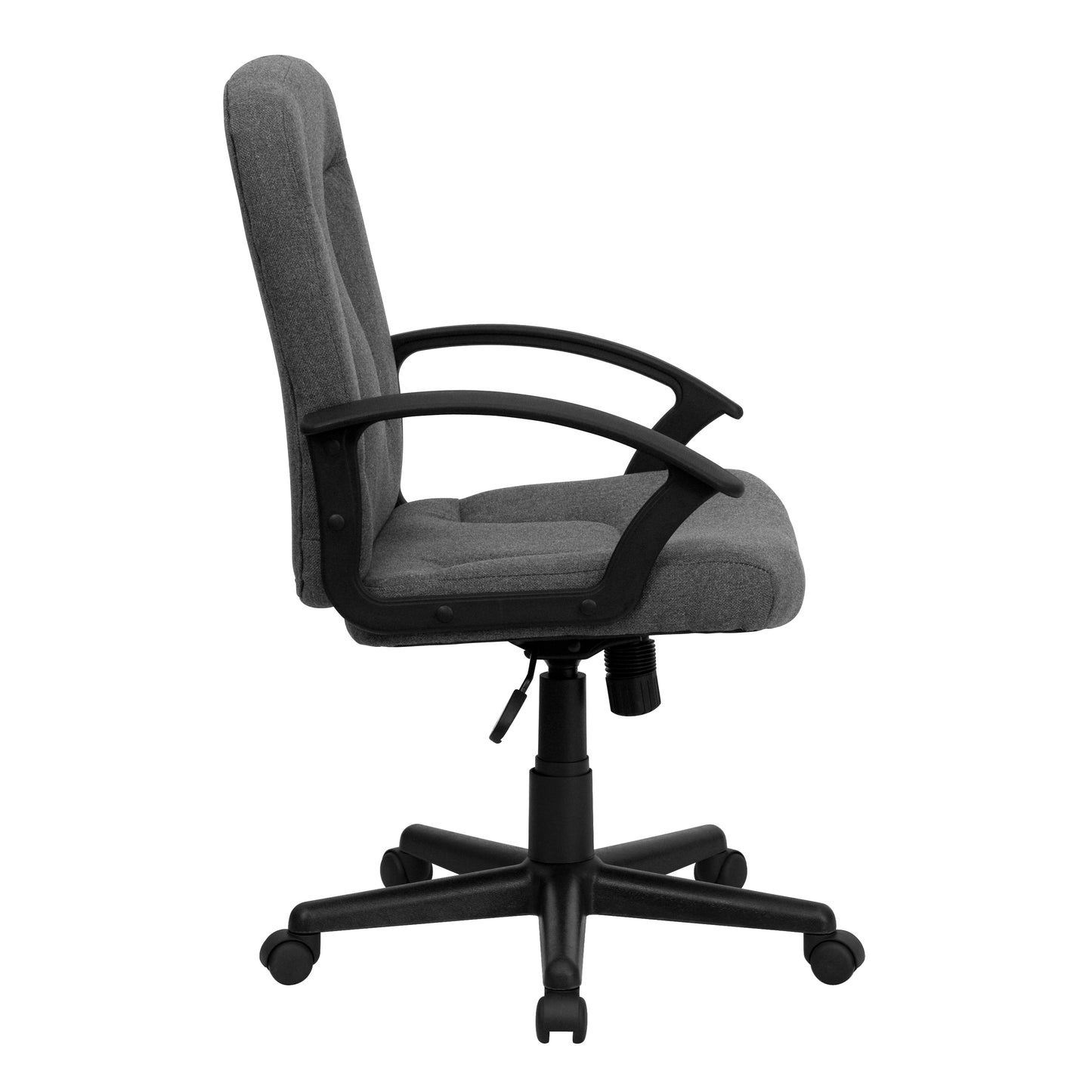 Garver Mid-Back Gray Fabric Executive Swivel Office Chair with Nylon Arms Gray
