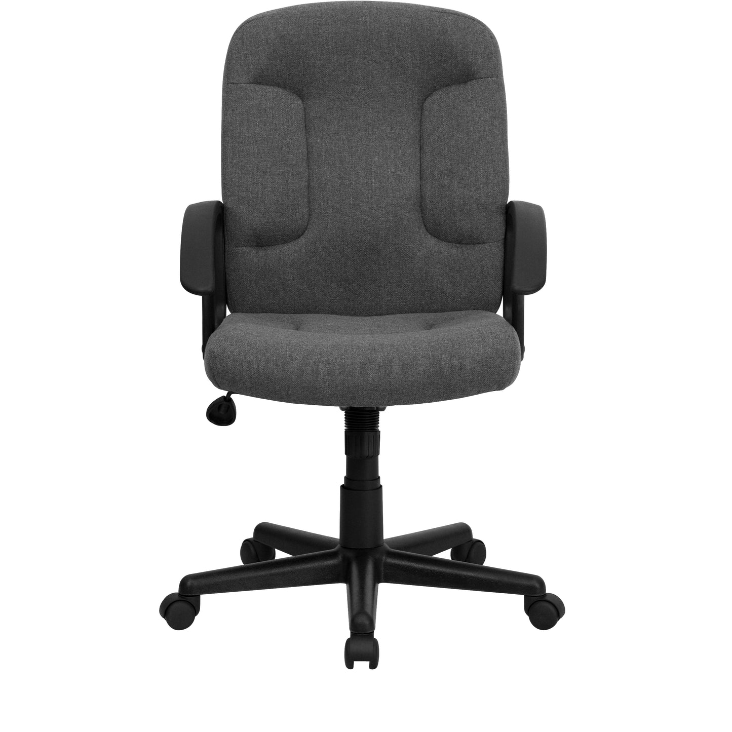 Garver Mid-Back Gray Fabric Executive Swivel Office Chair with Nylon Arms Gray