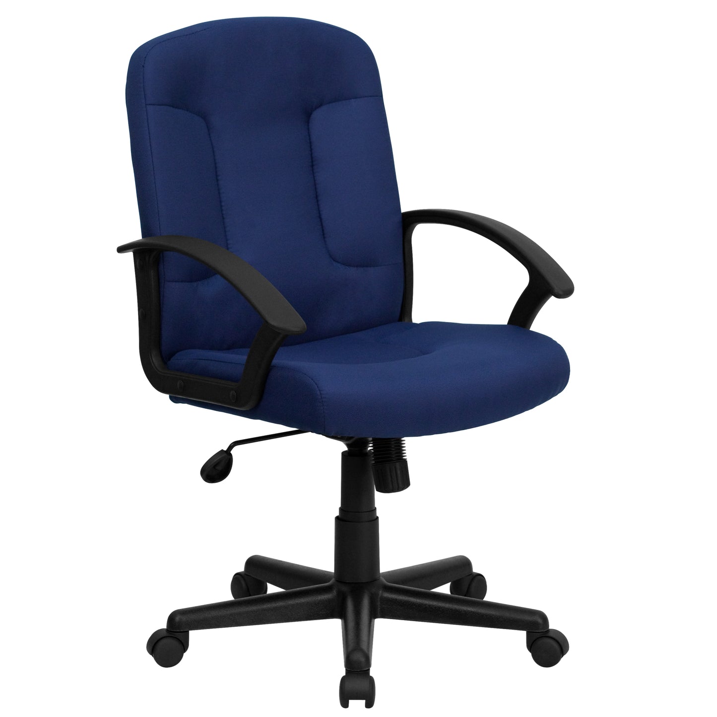 Garver Mid-Back Navy Fabric Executive Swivel Office Chair with Nylon Arms Navy