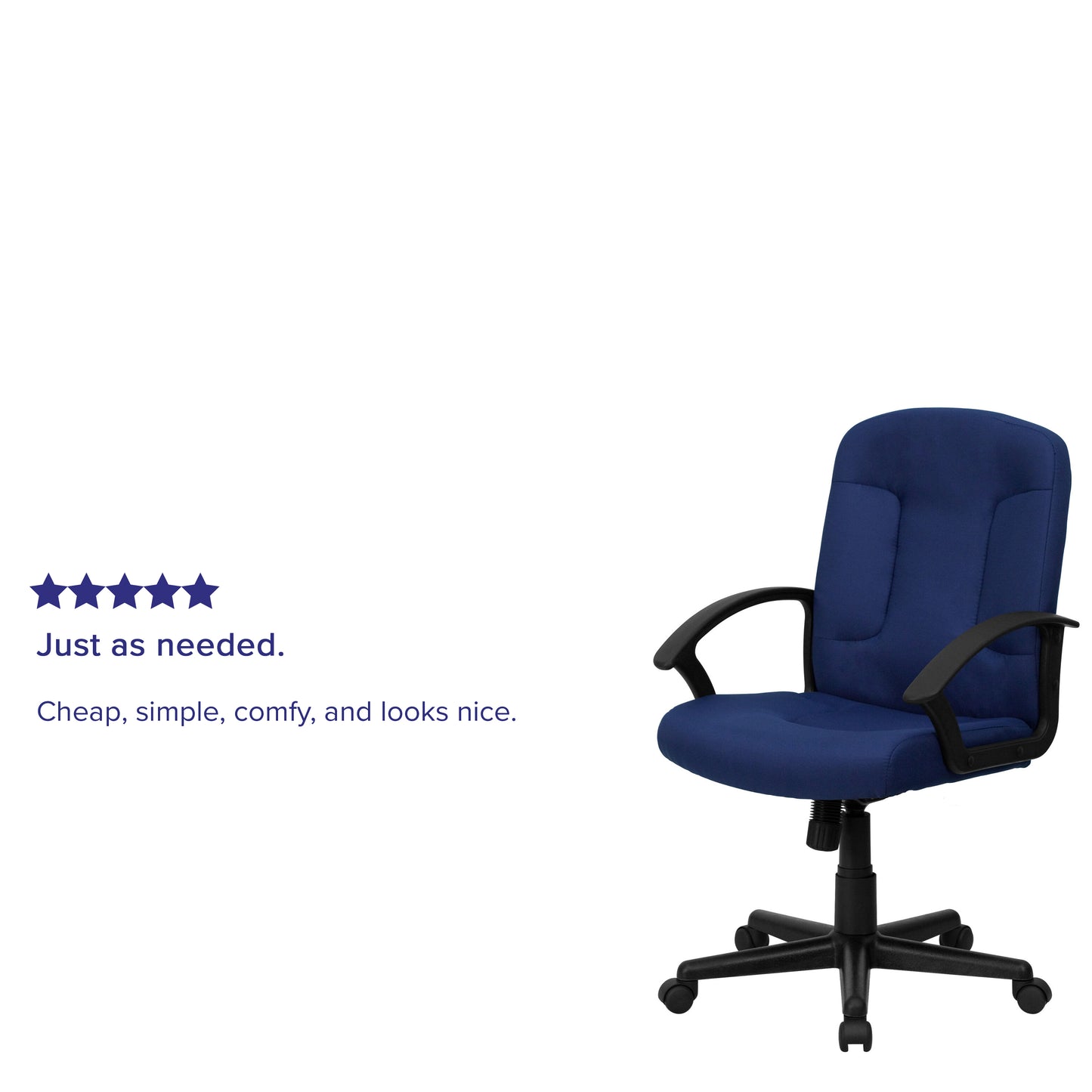 Garver Mid-Back Navy Fabric Executive Swivel Office Chair with Nylon Arms Navy