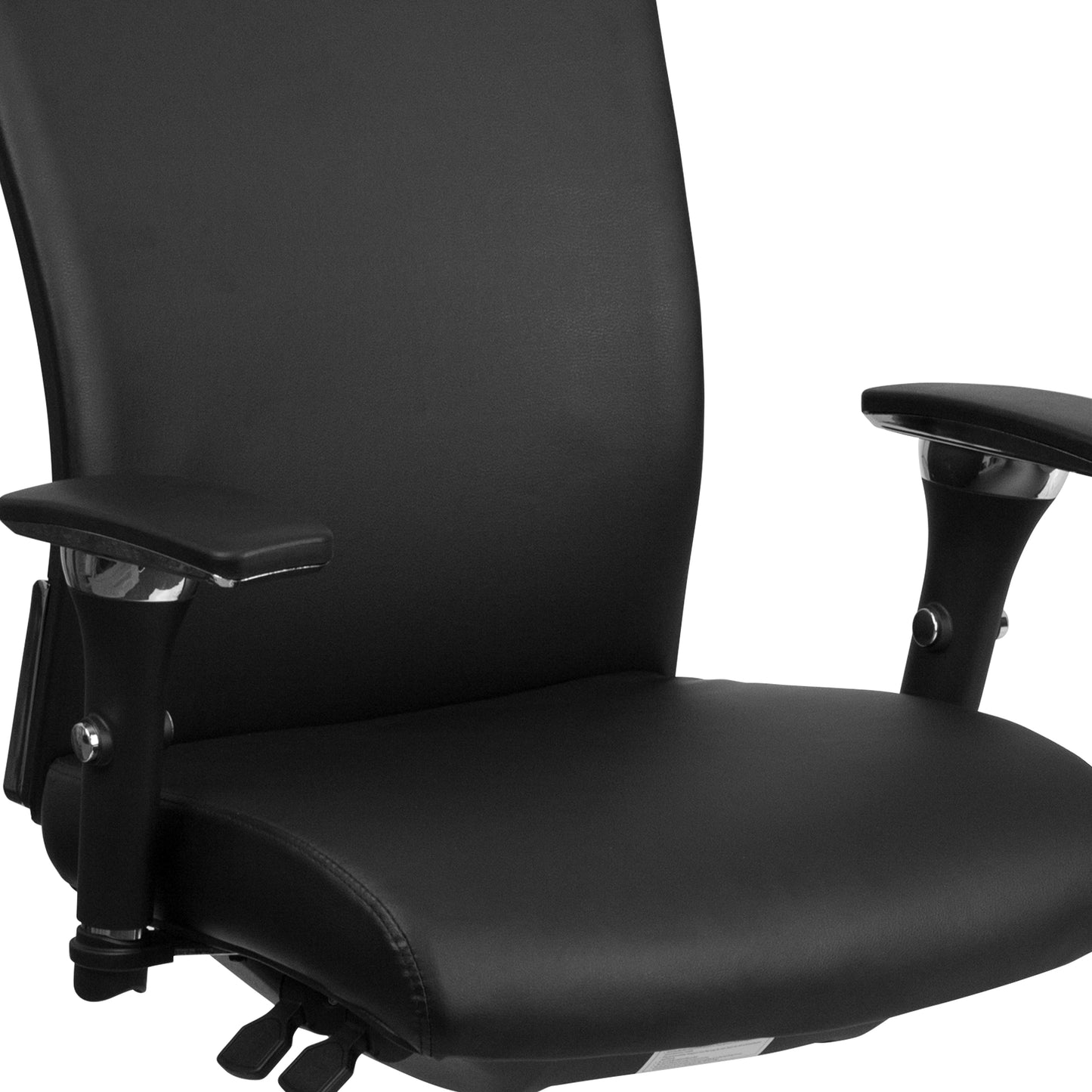 HERCULES Series 24/7 Intensive Use 300 lb. Rated Black LeatherSoft Multifunction Ergonomic Office Chair with Seat Slider Black LeatherSoft