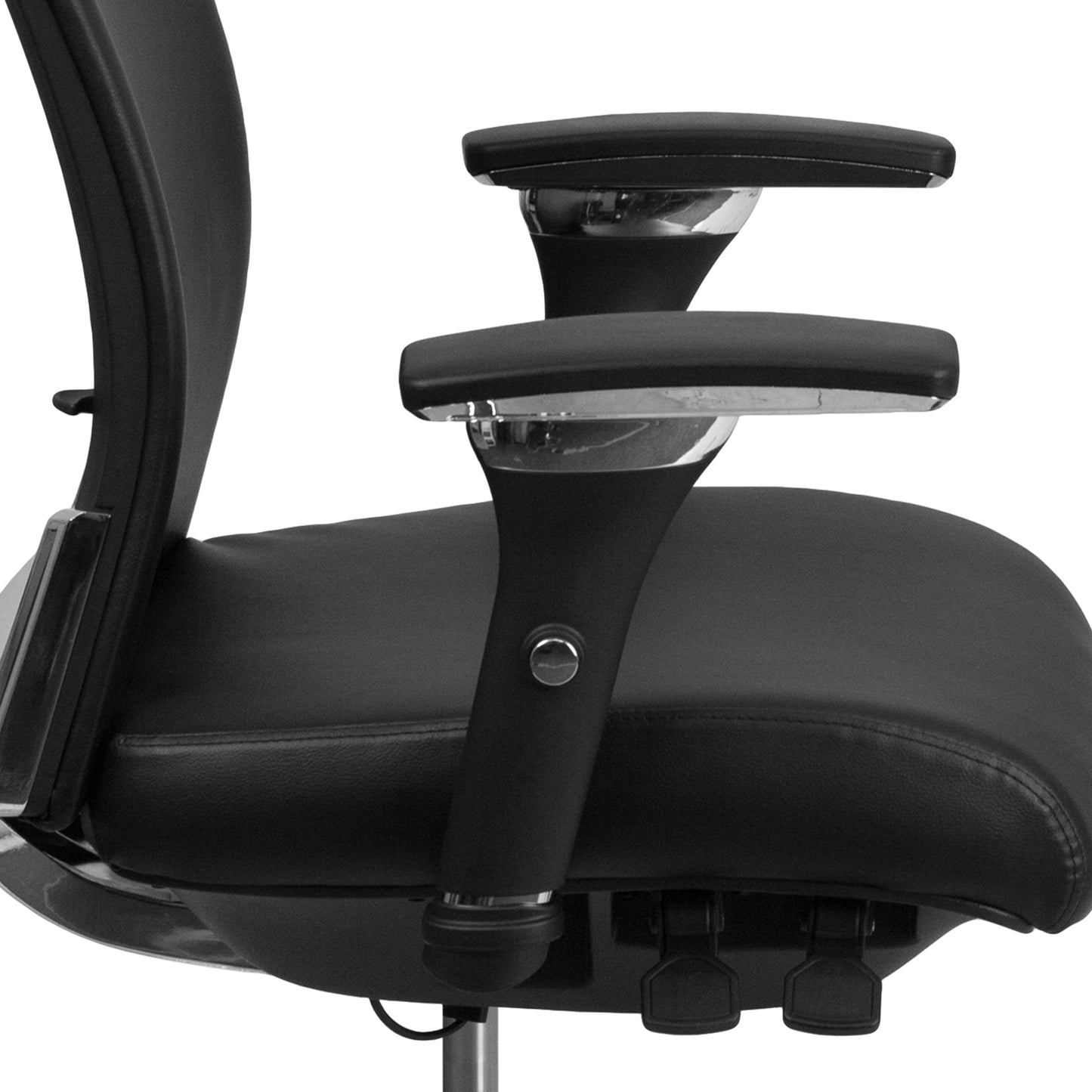 HERCULES Series 24/7 Intensive Use 300 lb. Rated Black LeatherSoft Multifunction Ergonomic Office Chair with Seat Slider Black LeatherSoft