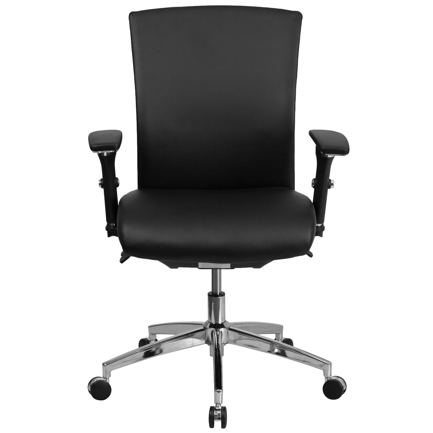 HERCULES Series 24/7 Intensive Use 300 lb. Rated Black LeatherSoft Multifunction Ergonomic Office Chair with Seat Slider Black LeatherSoft