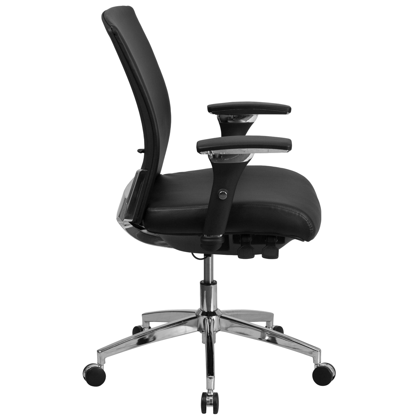 HERCULES Series 24/7 Intensive Use 300 lb. Rated Black LeatherSoft Multifunction Ergonomic Office Chair with Seat Slider Black LeatherSoft