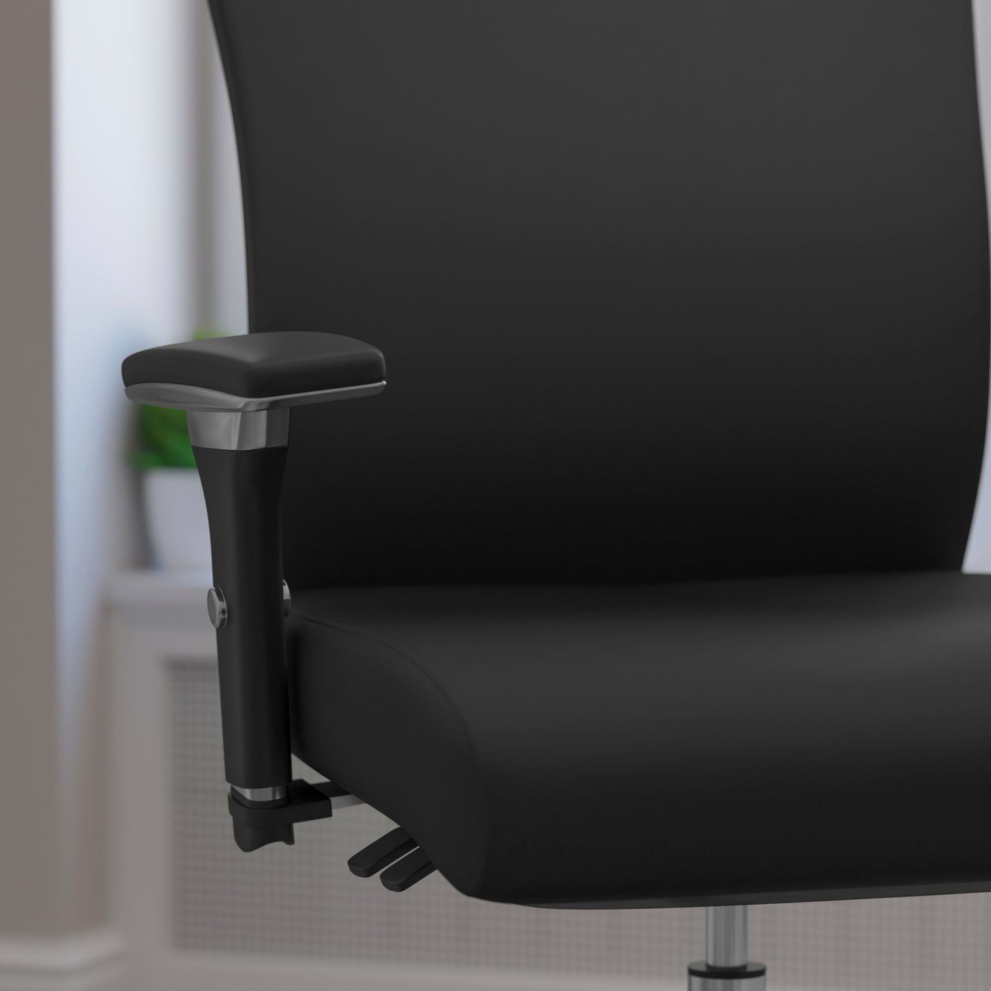 HERCULES Series 24/7 Intensive Use 300 lb. Rated Black LeatherSoft Multifunction Ergonomic Office Chair with Seat Slider Black LeatherSoft