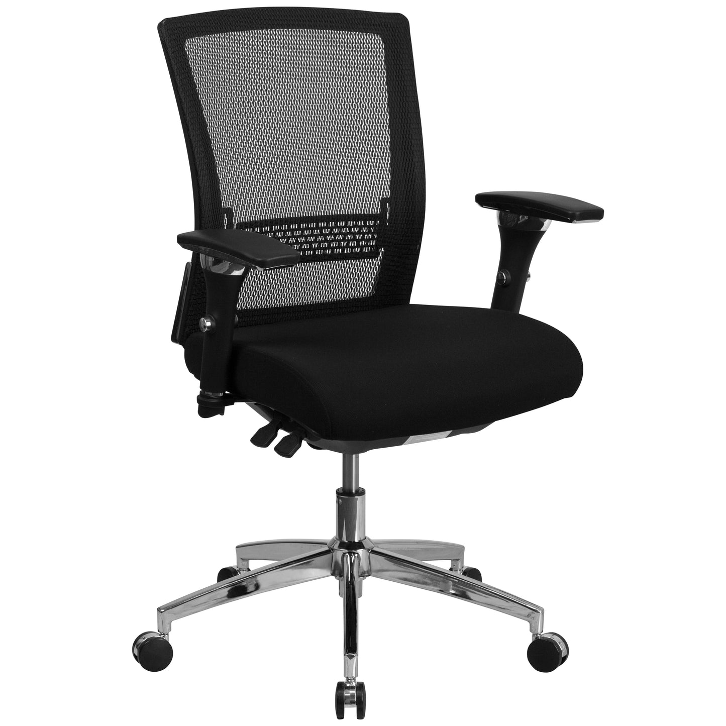 HERCULES Series 24/7 Intensive Use 300 lb. Rated Black Mesh Multifunction Ergonomic Office Chair with Seat Slider Black Mesh & Fabric