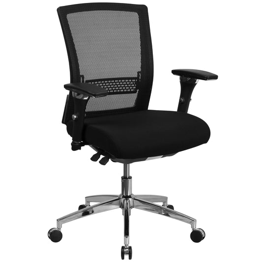 HERCULES Series 24/7 Intensive Use 300 lb. Rated Black Mesh Multifunction Ergonomic Office Chair with Seat Slider Black Mesh & Fabric GO-WY-85-8-GG