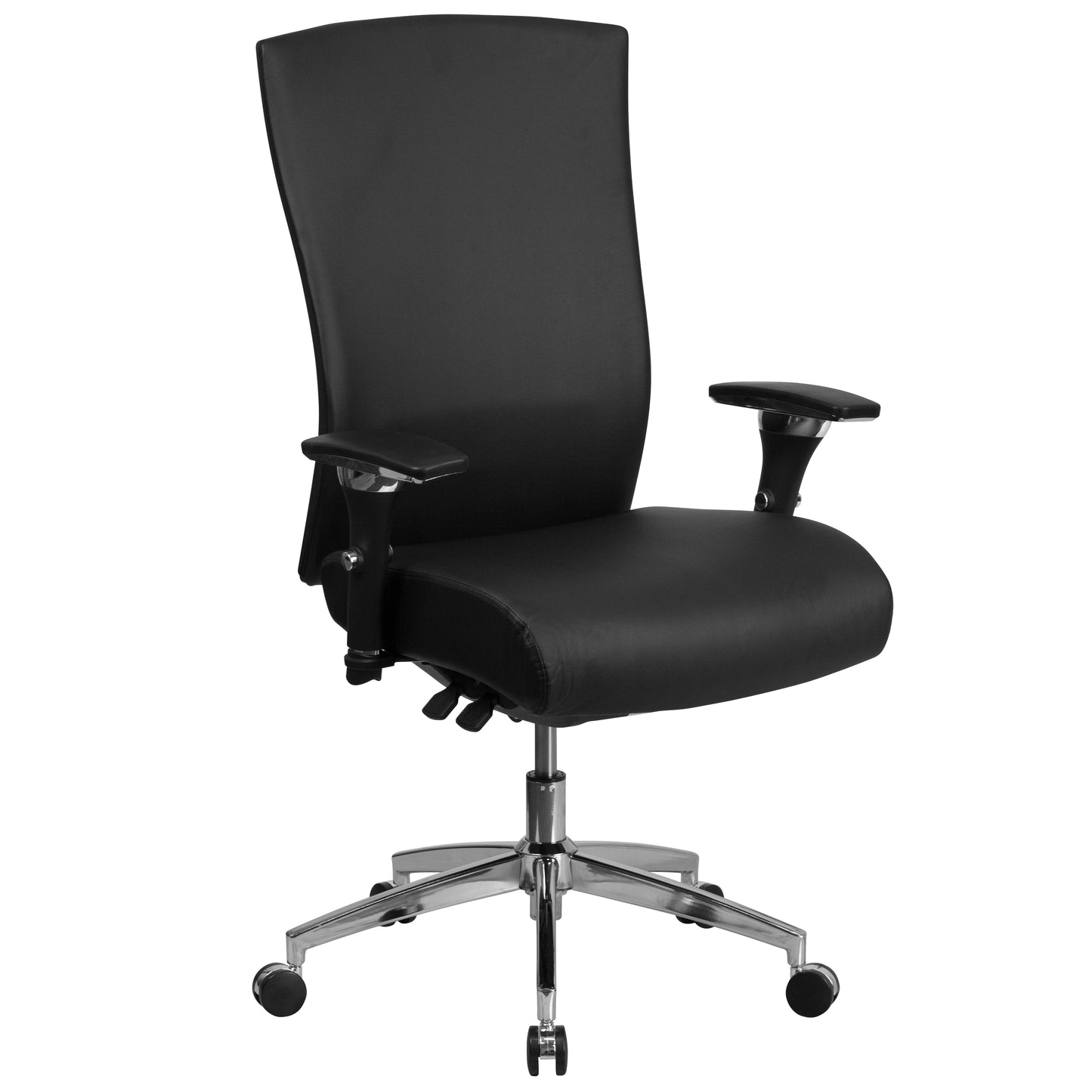 HERCULES Series 24/7 Intensive Use 300 lb. Rated Black LeatherSoft Multifunction Ergonomic Office Chair with Seat Slider Black LeatherSoft