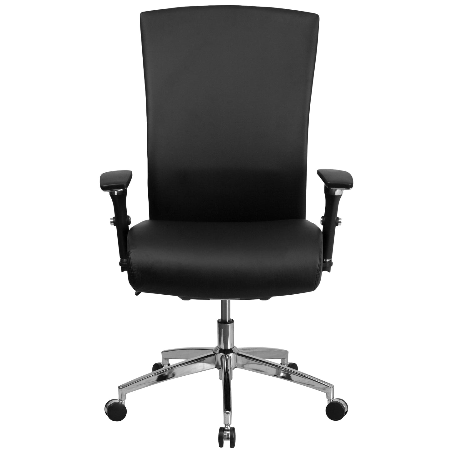 HERCULES Series 24/7 Intensive Use 300 lb. Rated Black LeatherSoft Multifunction Ergonomic Office Chair with Seat Slider Black LeatherSoft