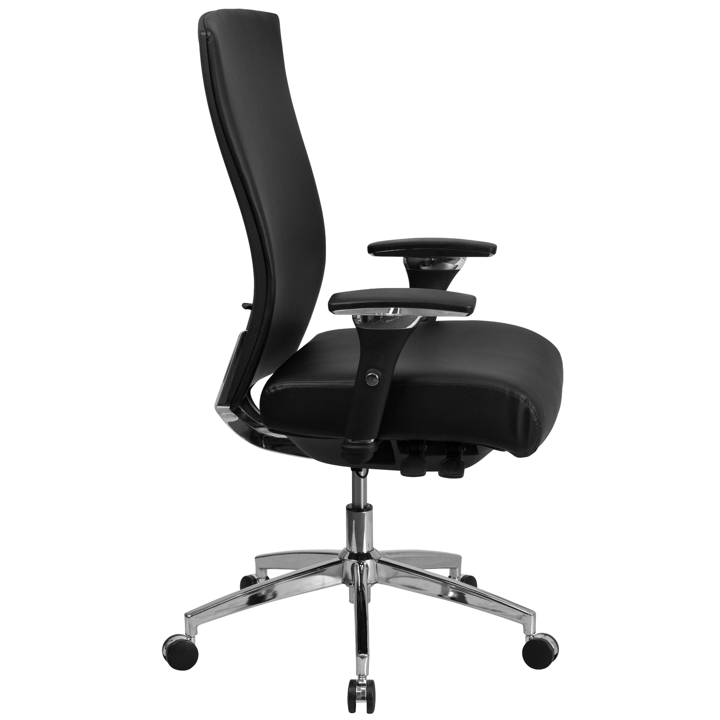 HERCULES Series 24/7 Intensive Use 300 lb. Rated Black LeatherSoft Multifunction Ergonomic Office Chair with Seat Slider Black LeatherSoft