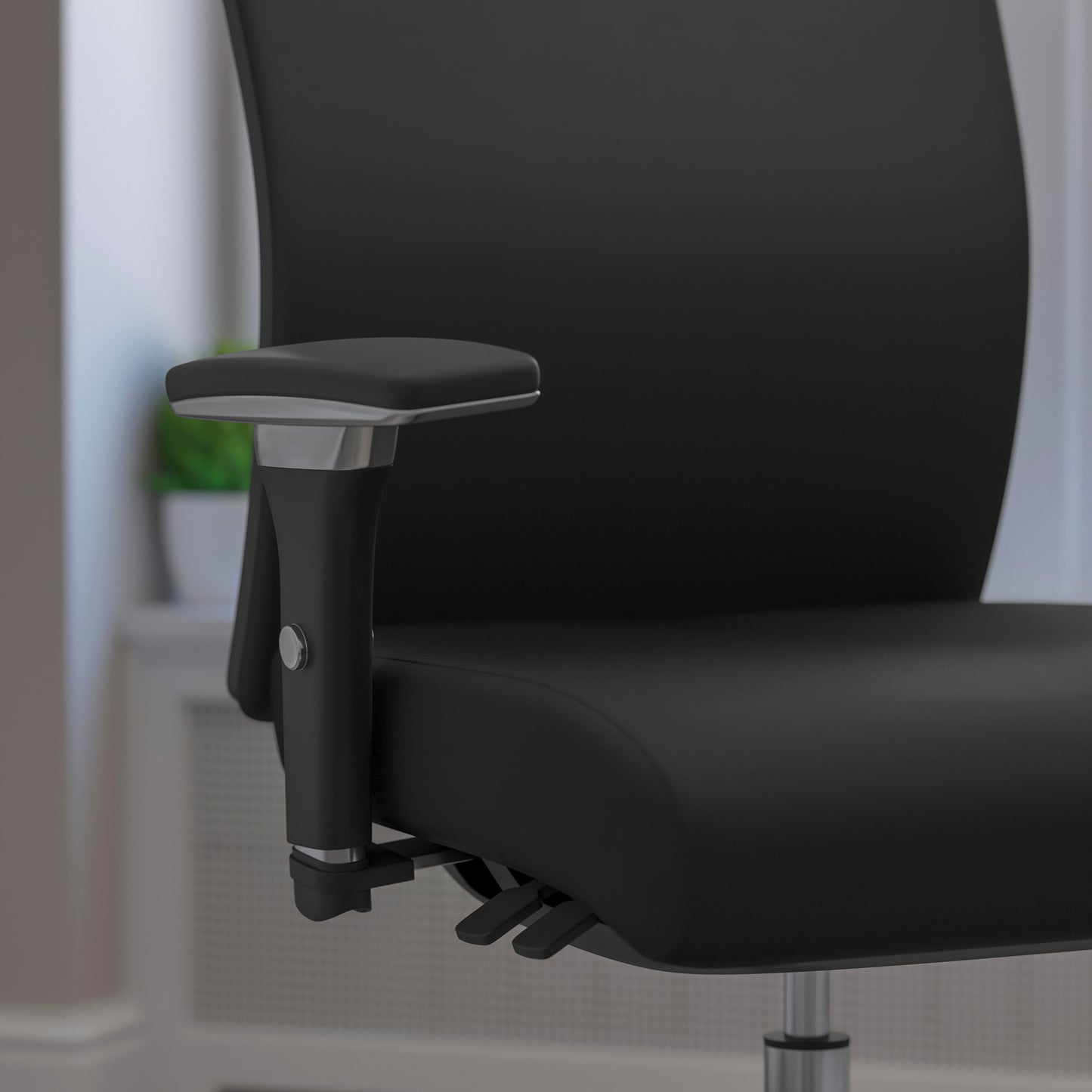 HERCULES Series 24/7 Intensive Use 300 lb. Rated Black LeatherSoft Multifunction Ergonomic Office Chair with Seat Slider Black LeatherSoft