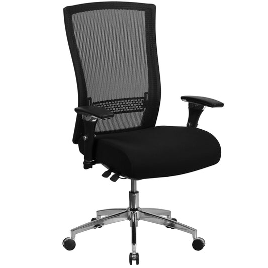 HERCULES Series 24/7 Intensive Use 300 lb. Rated Black Mesh Multifunction Ergonomic Office Chair with Seat Slider Black Mesh & Fabric GO-WY-85H-GG