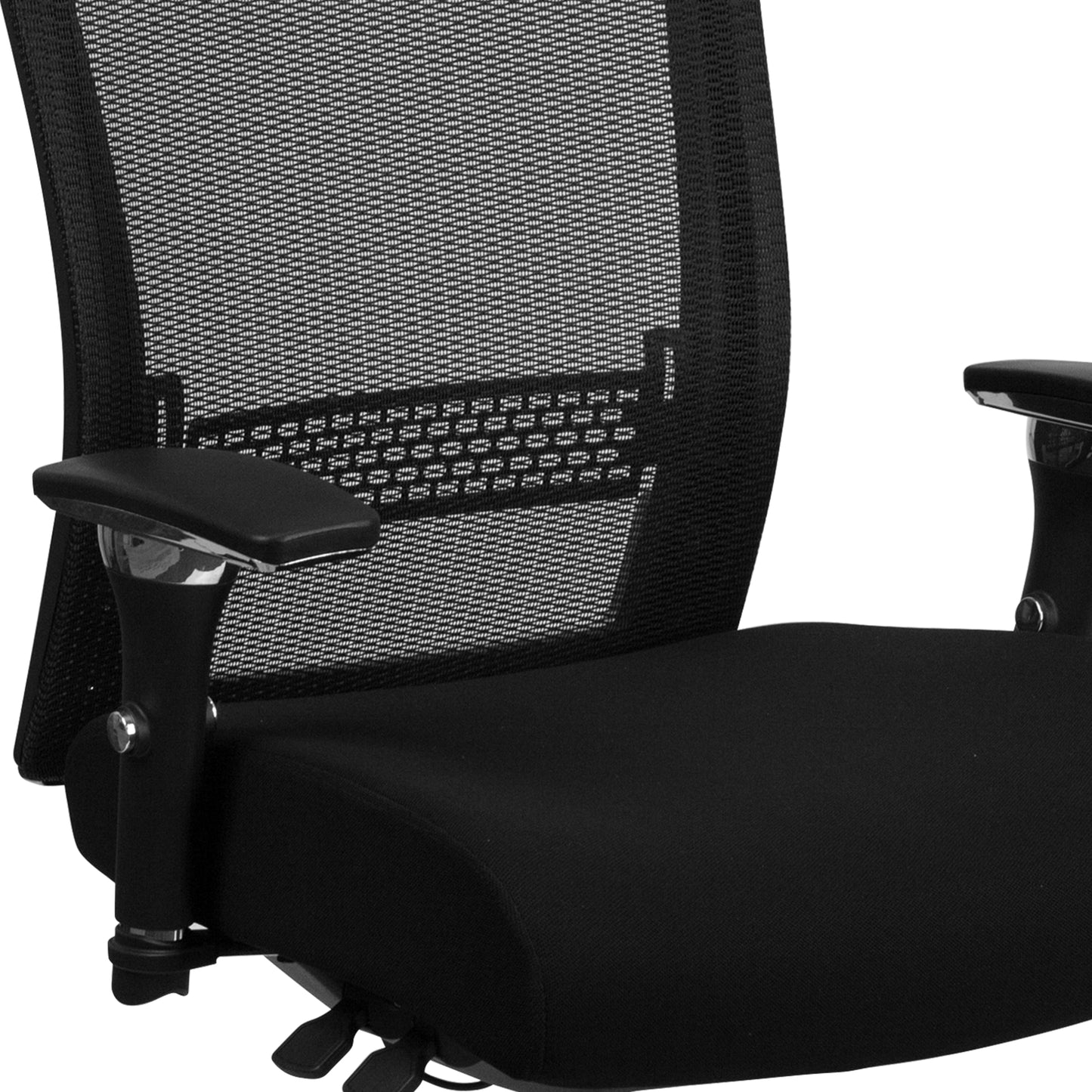 HERCULES Series 24/7 Intensive Use 300 lb. Rated Black Mesh Multifunction Ergonomic Office Chair with Seat Slider Black Mesh & Fabric