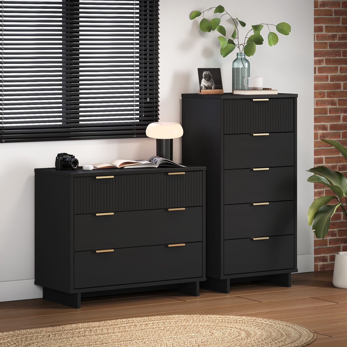 Granville Modern 2-Piece Dresser Set in Black GRAN012