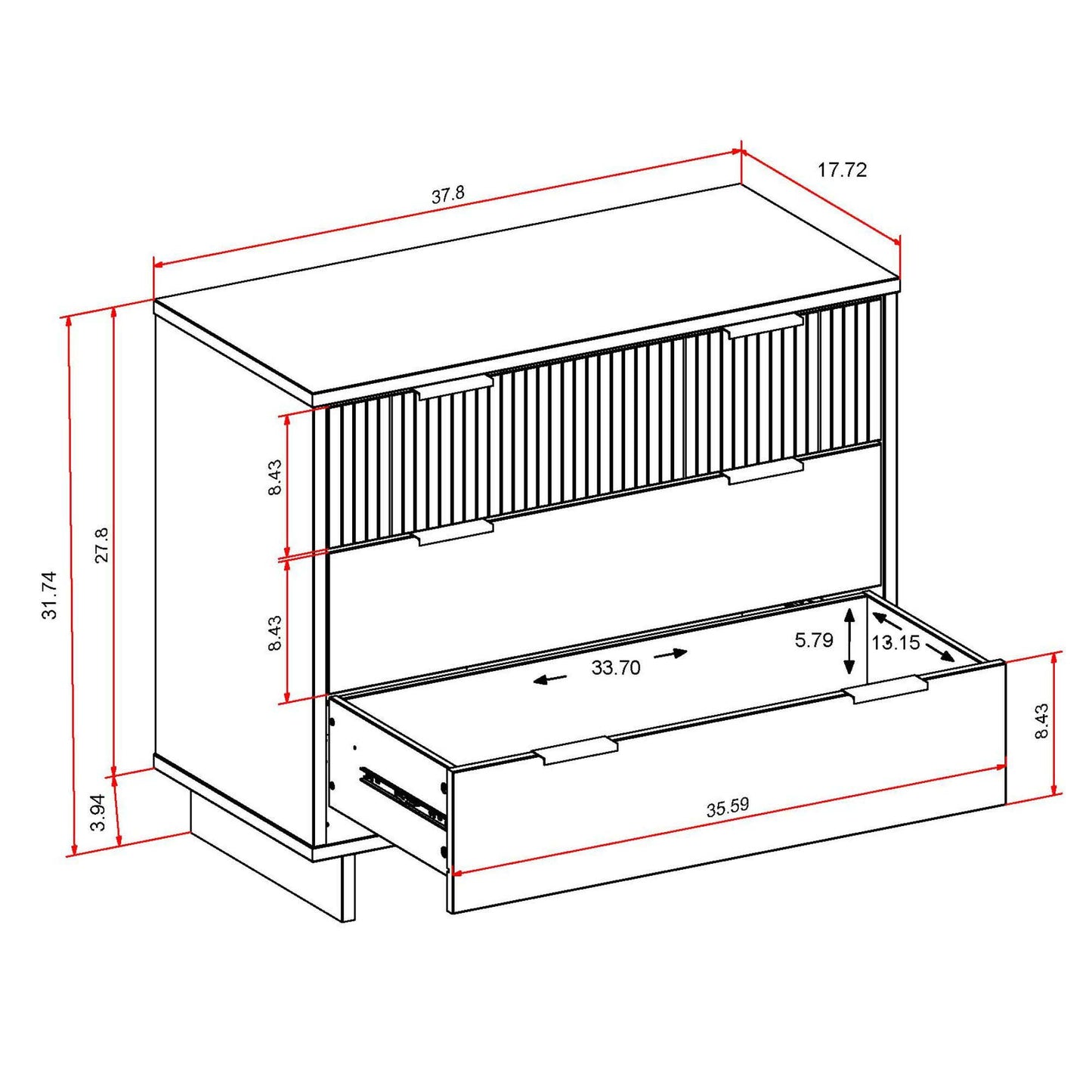 Granville Modern 2-Piece Dresser Set in Sage Green GRAN013