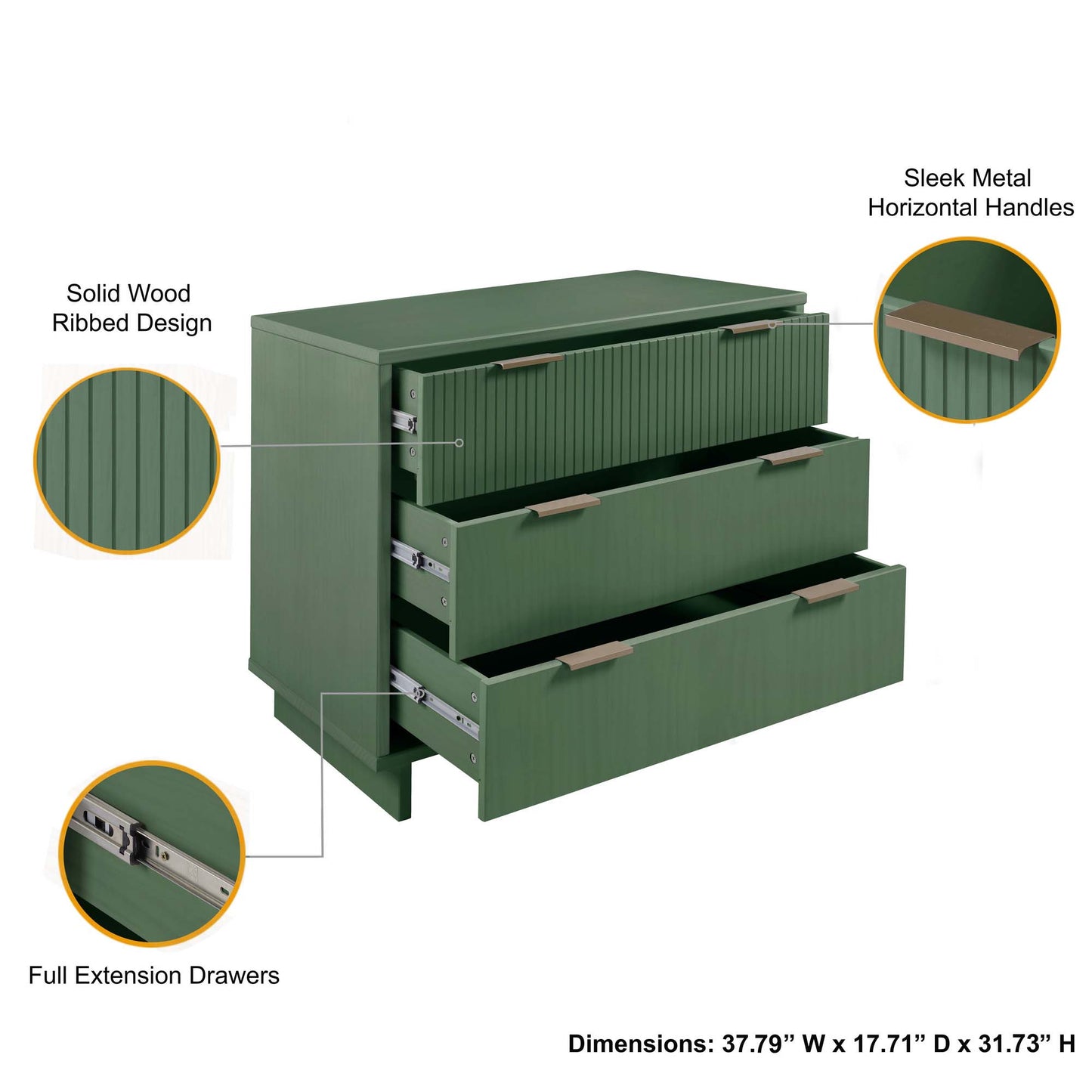 Granville Modern 2-Piece Dresser Set in Sage Green GRAN013