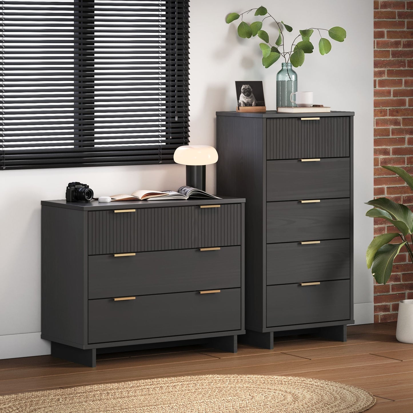 Granville Modern 2-Piece Dresser Set in Charcoal Gray GRAN015