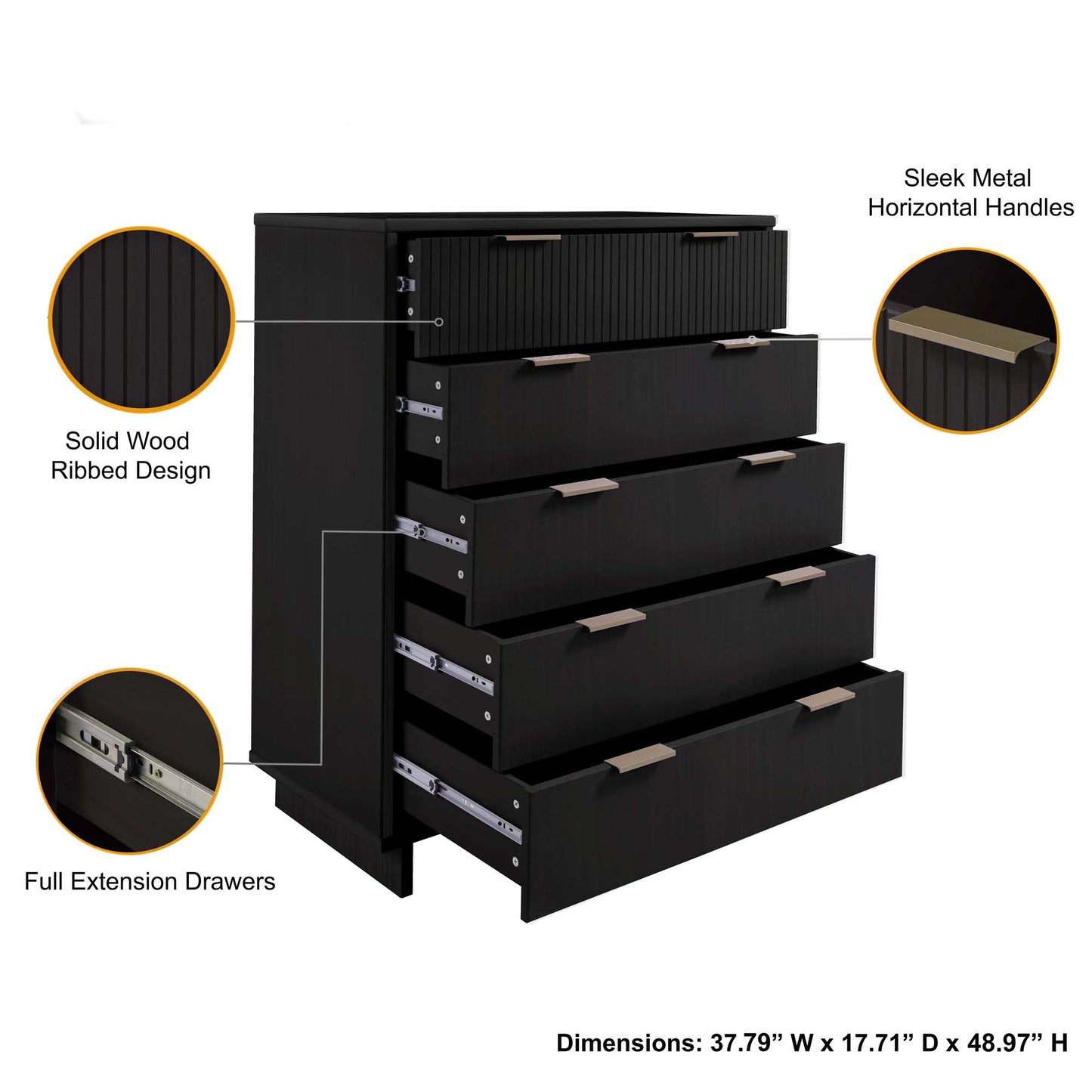 Granville Modern 2-Piece Dresser Set in Black GRAN022