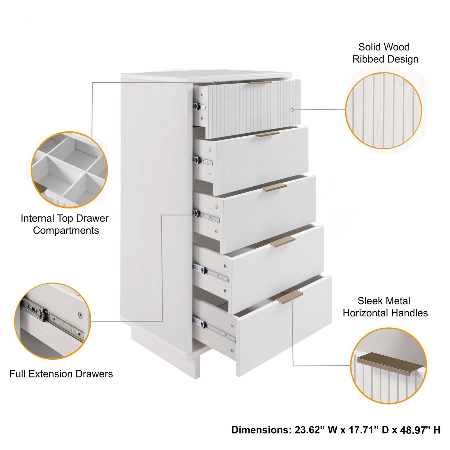 Granville Modern 3-Piece Dresser Set in White GRAN031