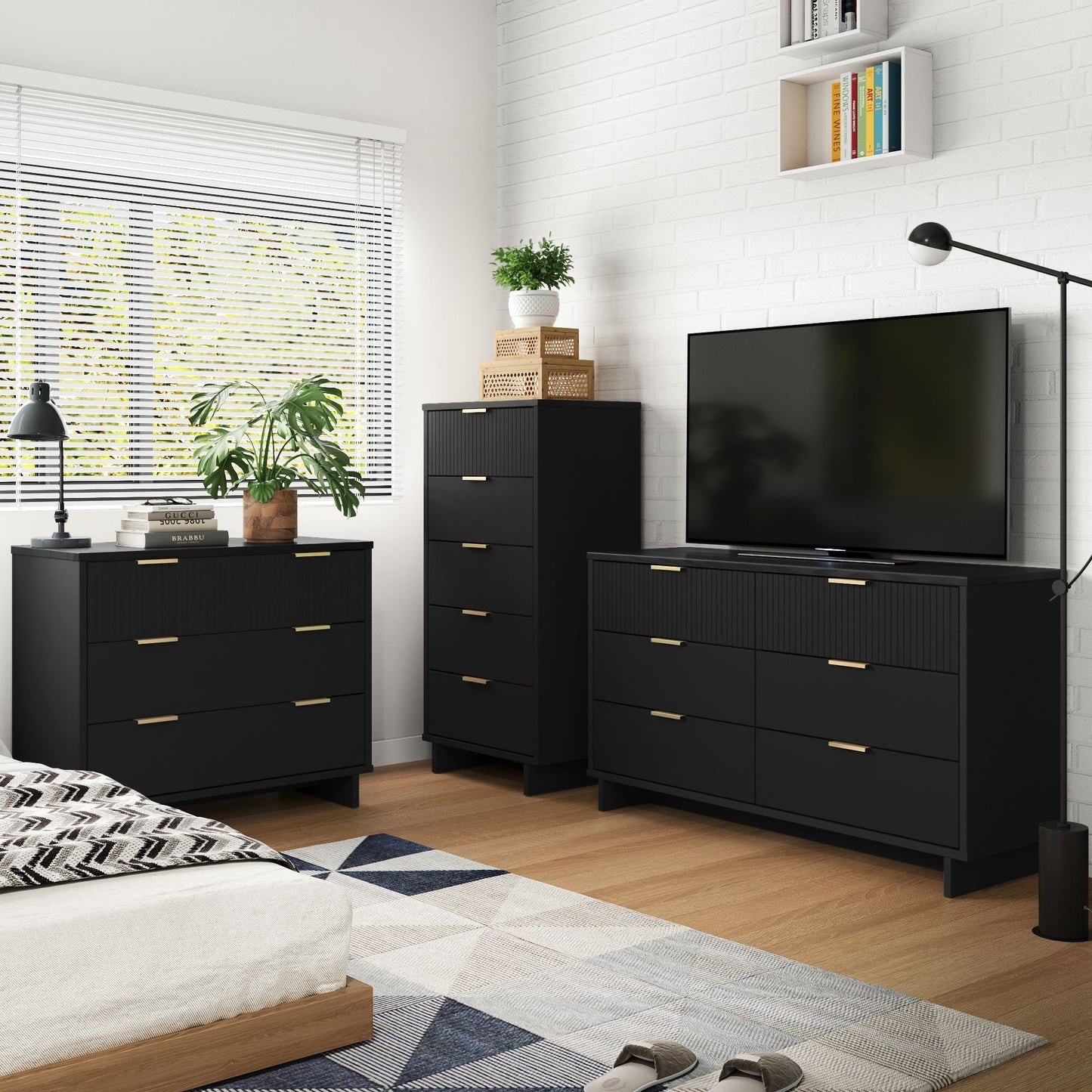 Granville Modern 3-Piece Dresser Set in Black GRAN032