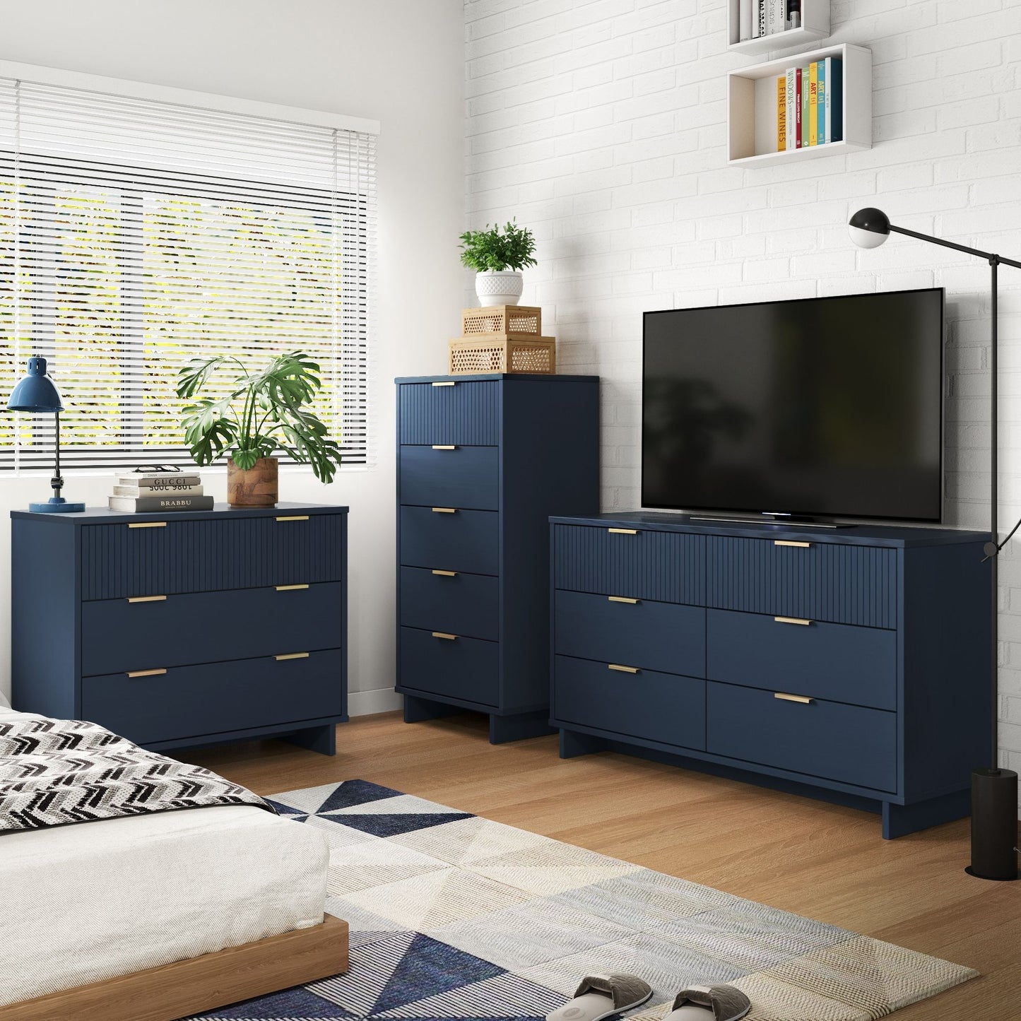 Granville Modern 3-Piece Dresser Set in Midnight Blue GRAN034
