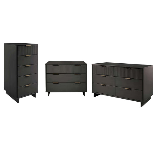 Granville Modern 3-Piece Dresser Set in Charcoal Gray GRAN035