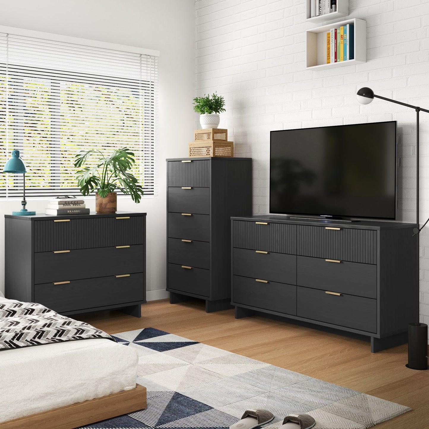 Granville Modern 3-Piece Dresser Set in Charcoal Gray GRAN035