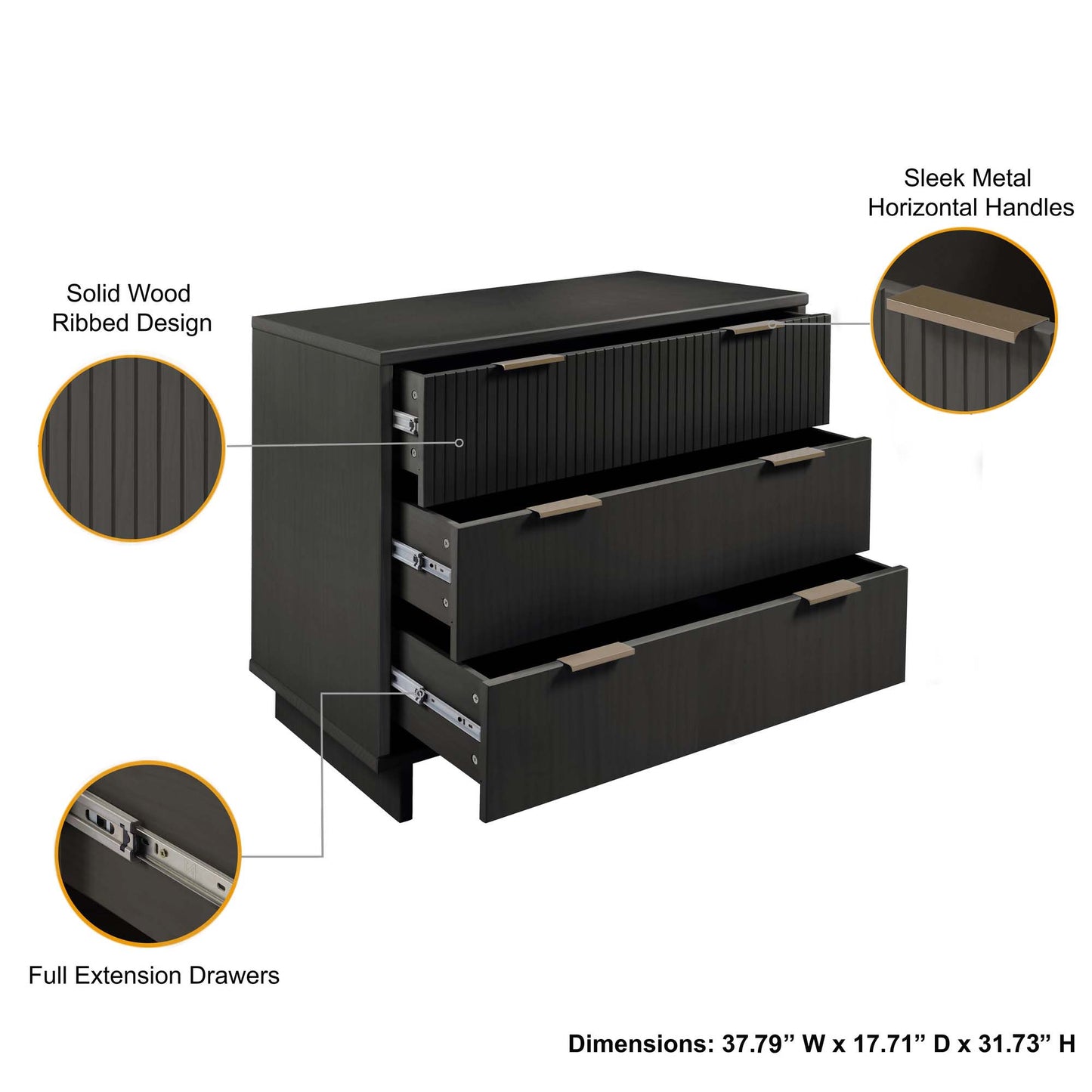 Granville Modern 2-Piece Dresser Set in Charcoal Gray GRAN045