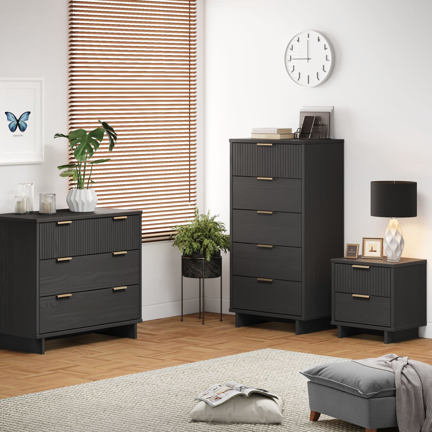 Granville Modern 3-Piece Dresser Set in Charcoal Gray GRAN055