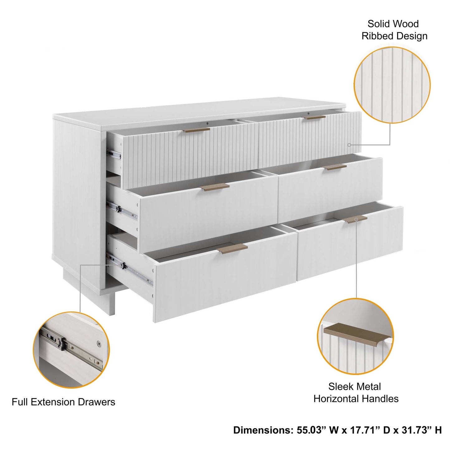Granville Modern 2-Piece Dresser Set in White GRAN061